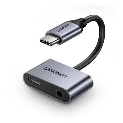 Redukce Ugreen Type-C (USB-C) to 3.5mm Jack (F) + Type-C (F) Adapter Silver