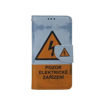 Pouzdro na mobil TopQ Pouzdro iPhone 13 knížkové Pozor elektrické zařízení 66352