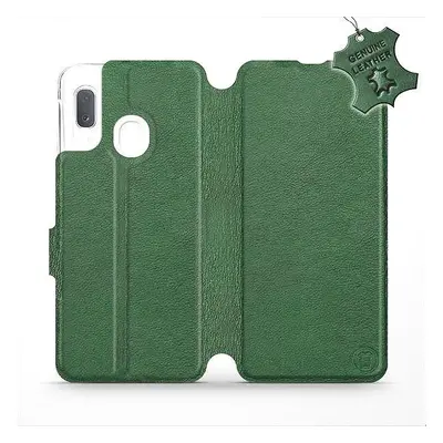 Kryt na mobil Flip pouzdro na mobil Samsung Galaxy A20e - Zelené - kožené - Green Leather