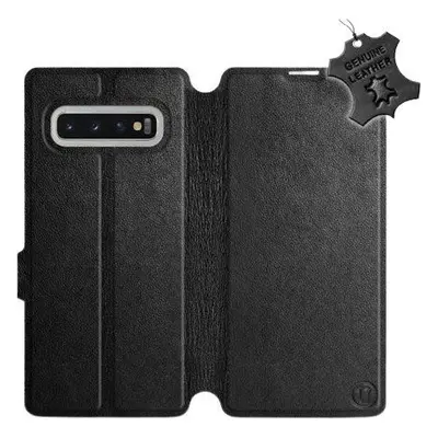 Kryt na mobil Flip pouzdro na mobil Samsung Galaxy S10 Plus - Černé - kožené - Black Leather