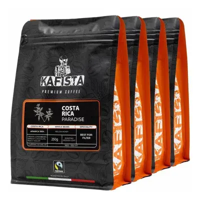 Káva Kafista Výběrová káva "Costa Rica paradise" - 100% Arabica - Zrnková Káva 4 x 250 g