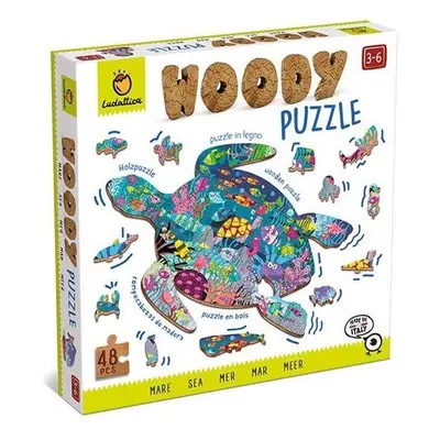 Dřevěné puzzle Ludattica Woody Moře, dřevěné puzzle, 48 dílků