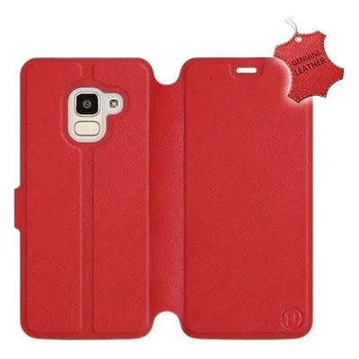 Kryt na mobil Flip pouzdro na mobil Samsung Galaxy J6 2018 - Červené - kožené - Red Leather