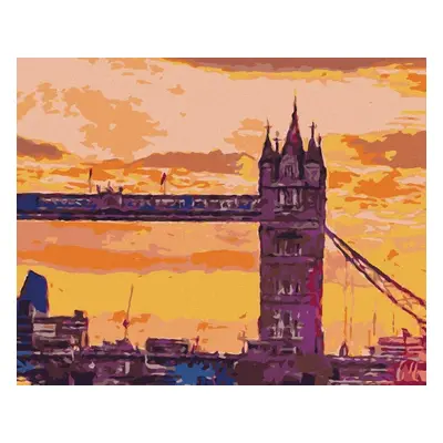 Malování podle čísel Londýnský Tower Bridge při západu slunce, 40x50 cm, bez rámu a bez vypnutí 