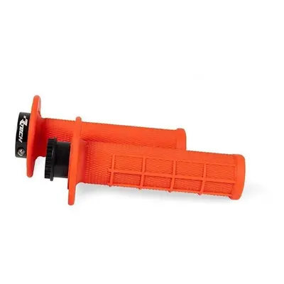 Gripy na motorku RTECH gripy lock-on R20 Half Waffle, neon oranžové, 1 pár