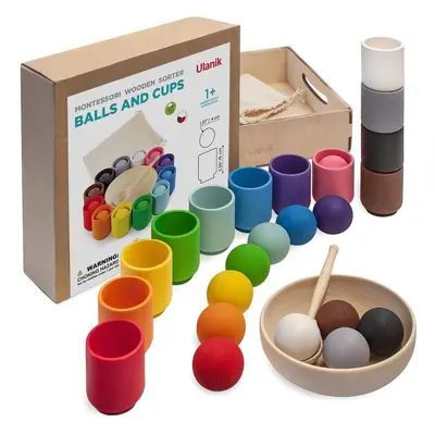 Vzdělávací sada Ulanik Montessori Balls and Cups pro nejmenší