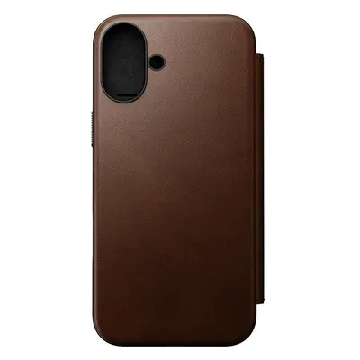 Kryt na mobil Nomad Modern Leather Folio Brown iPhone 16 Plus