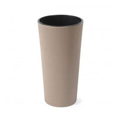 Květináč LAMELA Květináč LILIA ECO COFFE JUMPER - proužek, průměr 25.5cm, výška 46.6cm, latte