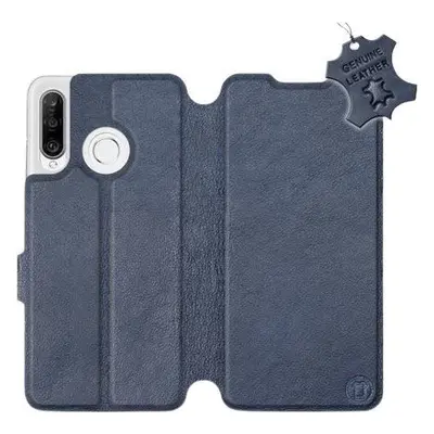 Kryt na mobil Flip pouzdro na mobil Huawei P30 Lite - Modré - kožené - Blue Leather