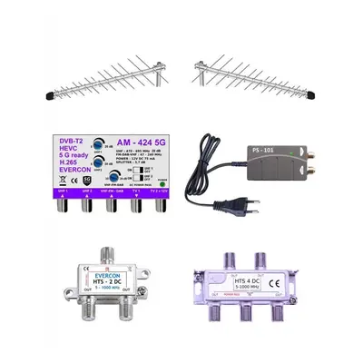 Televizní anténa EVERCON anténní komplet pro 6 TV Emme Esse KOM-424-101-6