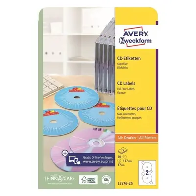 Etikety Avery Zweckform L7676-25 Samolepící etikety na CD