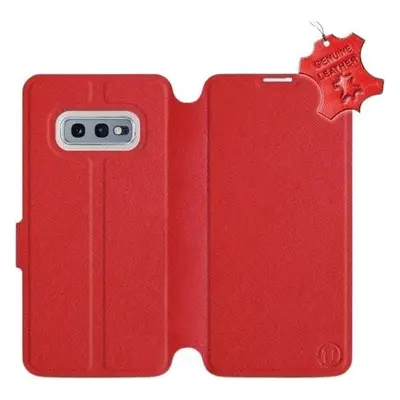 Kryt na mobil Flip pouzdro na mobil Samsung Galaxy S10e - Červené - kožené - Red Leather