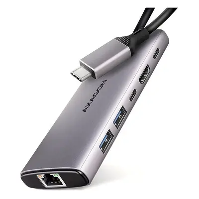 Replikátor portů AXAGON HMC-6G2L 6-in-1 Hub, USB-C 10Gbps, 2x USB-A, 1x USB-C, HDMI 4k/60Hz, RJ-