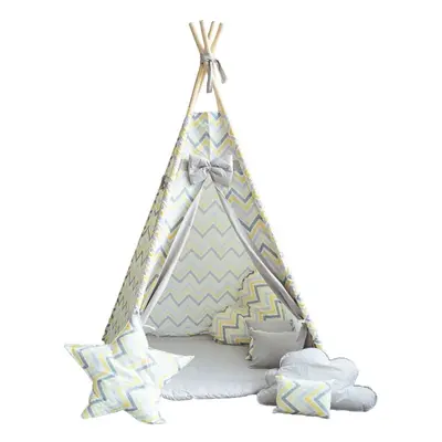 Dětský stan BabyTýpka teepee Cikcak yellow grey