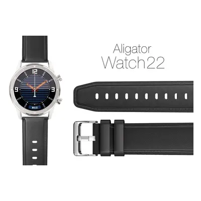 Řemínek Aligator Watch 22 mm kožený řemínek černý