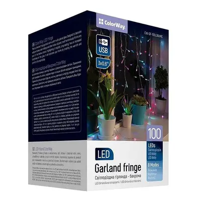 Světelný řetěz ColorWay CW-GF-100L36UMC, LED vánoční girlanda, 100x LED, Vícebarevná,Délka 3 m x