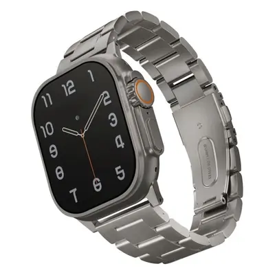 Řemínek Uniq Osta článkový ocelový pro Apple Watch 49/45/44/42mm, Titanium (Silver)