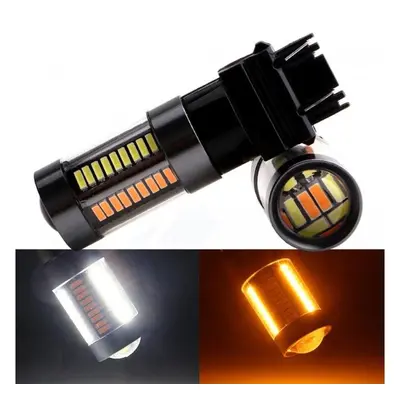 LED autožárovka Rabel P27/7W 3157 dual color 66 smd 4014 oranžova bila s čočkou USA