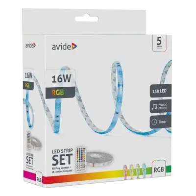 LED pásek AVIDE Set LED pásek 3,2 W/m, RGB, se zdrojem 5 m