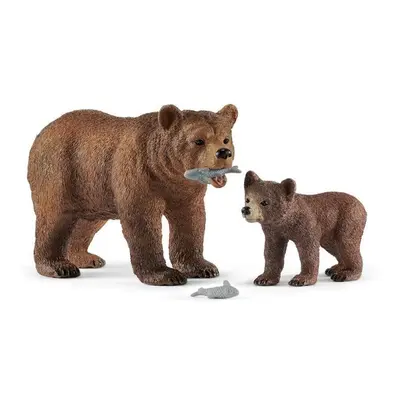 Figurka Schleich Medvědice Grizzly s mládětem 42473