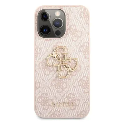 Kryt na mobil Guess PU 4G Metal Logo Zadní Kryt pro Apple iPhone 13 Pro Pink