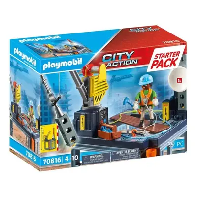 Stavebnice Playmobil 70816 Starter Pack Stavba s lanovým navijákem