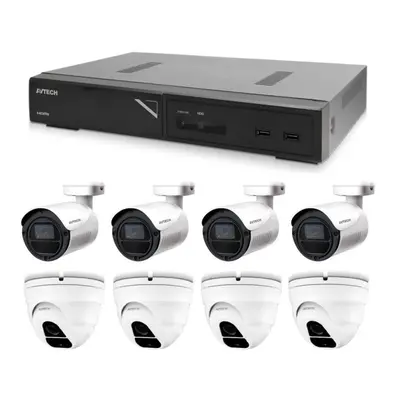 Kamerový systém AVTECH kamerový set 1x NVR AVH1109, 4x 2MPX IP Bullet DGM2103SV, 4x 2MPX IP Dome