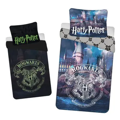 Dětské povlečení Jerry Fabrics Harry Potter svítící efekt modré černé, bílé