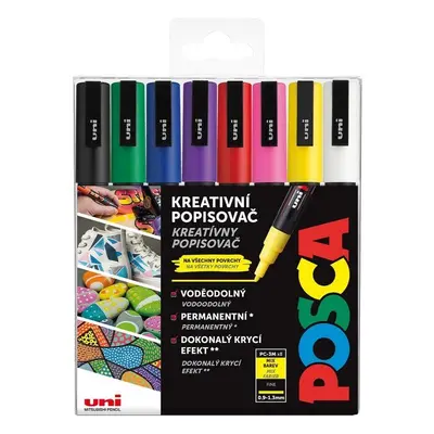 POSCA akrylový popisovač PC-3M 8 ks - mix základních barev