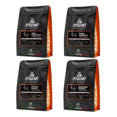 Káva Kafista balíček 4 x 250 g - Single origin kávy pražené v Itálii, zrnková káva Fiartrade