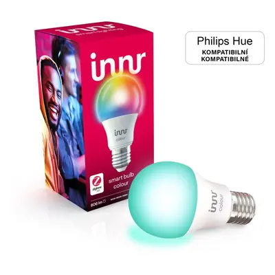 LED žárovka Innr Chytrá LED žárovka E27 Colour, kompatibilní s Philips Hue, 1M barev a tóny bílé