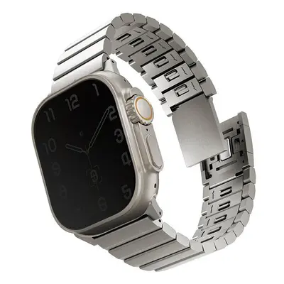 Řemínek Uniq Strova Mag článkový ocelový pro Apple Watch 49/45/44/42mm, Titanium (Silver)