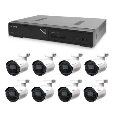 Kamerový systém AVTECH kamerový set 1x NVR AVH1109 a 8x 2MPX IP Bullet kamera DGM2103SV