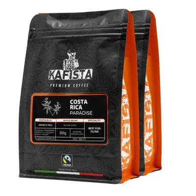 Káva Kafista Výběrová káva "Costa Rica paradise" - 100% Arabica - Zrnková Káva 2 x 250 g