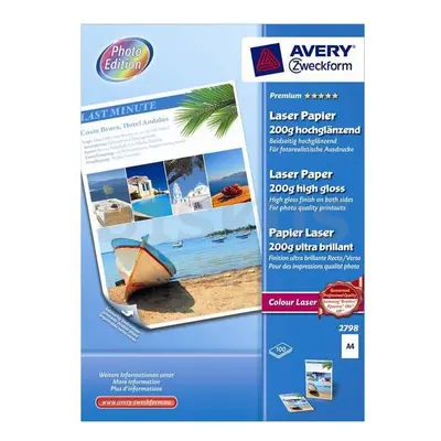 Avery Zweckform Premium Laser Paper, foto papír, vysoce lesklý, bílý, A4, 200 g/m2, 100 ks, 2798