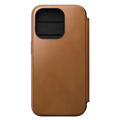 Pouzdro na mobil Nomad Modern Leather Folio English Tan iPhone 15 Pro