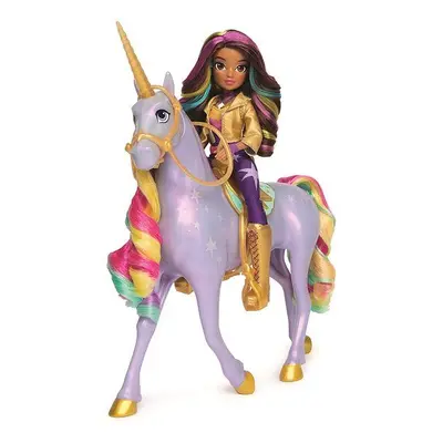 Figurky Unicorn Academy Světelný jednorožec Wildstar 28 cm s panenkou Sophia 24 cm