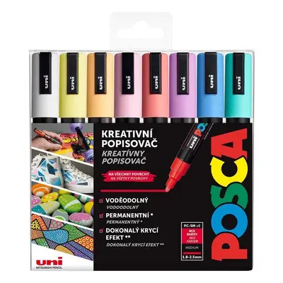 POSCA akrylový popisovač PC-5M Sada pastelových barev 8 ks