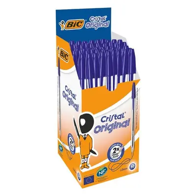 Kuličkové pero BIC Cristal Original, 0,32 mm, s víčkem, 50 ks modré