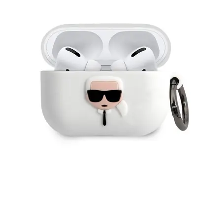 Pouzdro na sluchátka Karl Lagerfeld Karl Head Silikonové Pouzdro pro Airpods Pro White