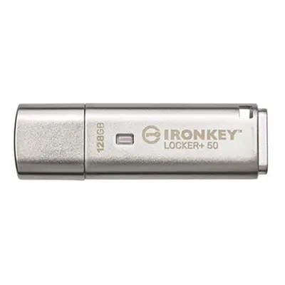 Kingston IronKey Locker+ 50/128GB/145MBps/USB 3.1/USB-A/Stříbrná