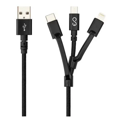 Datový kabel Epico opletený kabel 3in1 (USB-C, MicroUSB a Lightning to USB-A) - černý