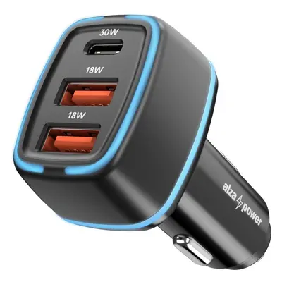 Nabíječka do auta AlzaPower Car Charger P220 USB-A + USB-C Power Delivery 30W černá