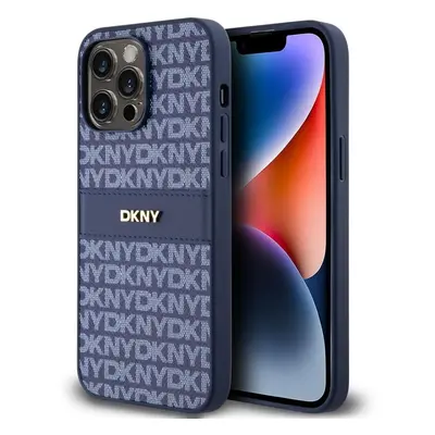 Kryt na mobil DKNY PU Leather Repeat Pattern Tonal Stripe Zadní Kryt pro iPhone 14 Pro Blue