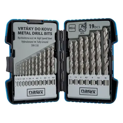 Sada vrtáků do železa NAREX Sada vrtáků do kovu 1-10mm (19ks) 19-SET HSS-G MSP 65405602