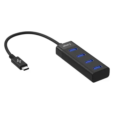 USB Hub AlzaPower Core USB-C (M) na 4x USB-A (F) černá