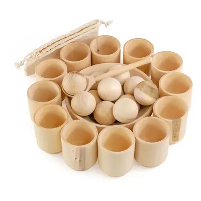 Vzdělávací sada Ulanik Montessori dřevěná hračka "Balls in Cups. Big. Unfinished."