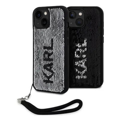 Kryt na mobil Karl Lagerfeld Sequins Reversible Zadní Kryt pro iPhone 15 Black/Silver