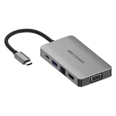 Dokovací stanice AlzaPower Metal USB-C Dock Station 6v1 vesmírně šedý