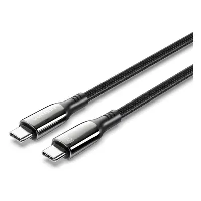 Datový kabel Vention Cotton Braided USB-C 2.0 5A Cable 1.2m Black Zinc Alloy Type